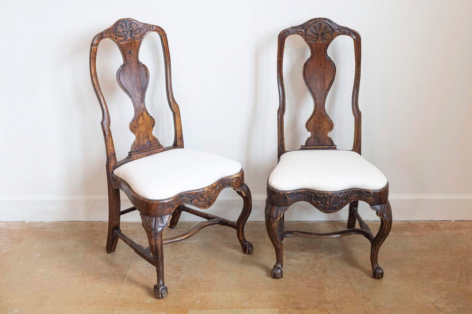 Pair of 18th Century Swedish Rococo Walnut Side Chairs - JAA