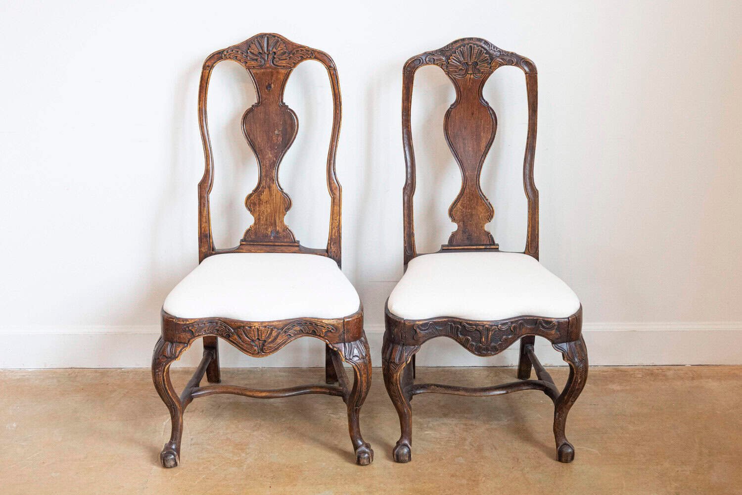 Pair of 18th Century Swedish Rococo Walnut Side Chairs - JAA