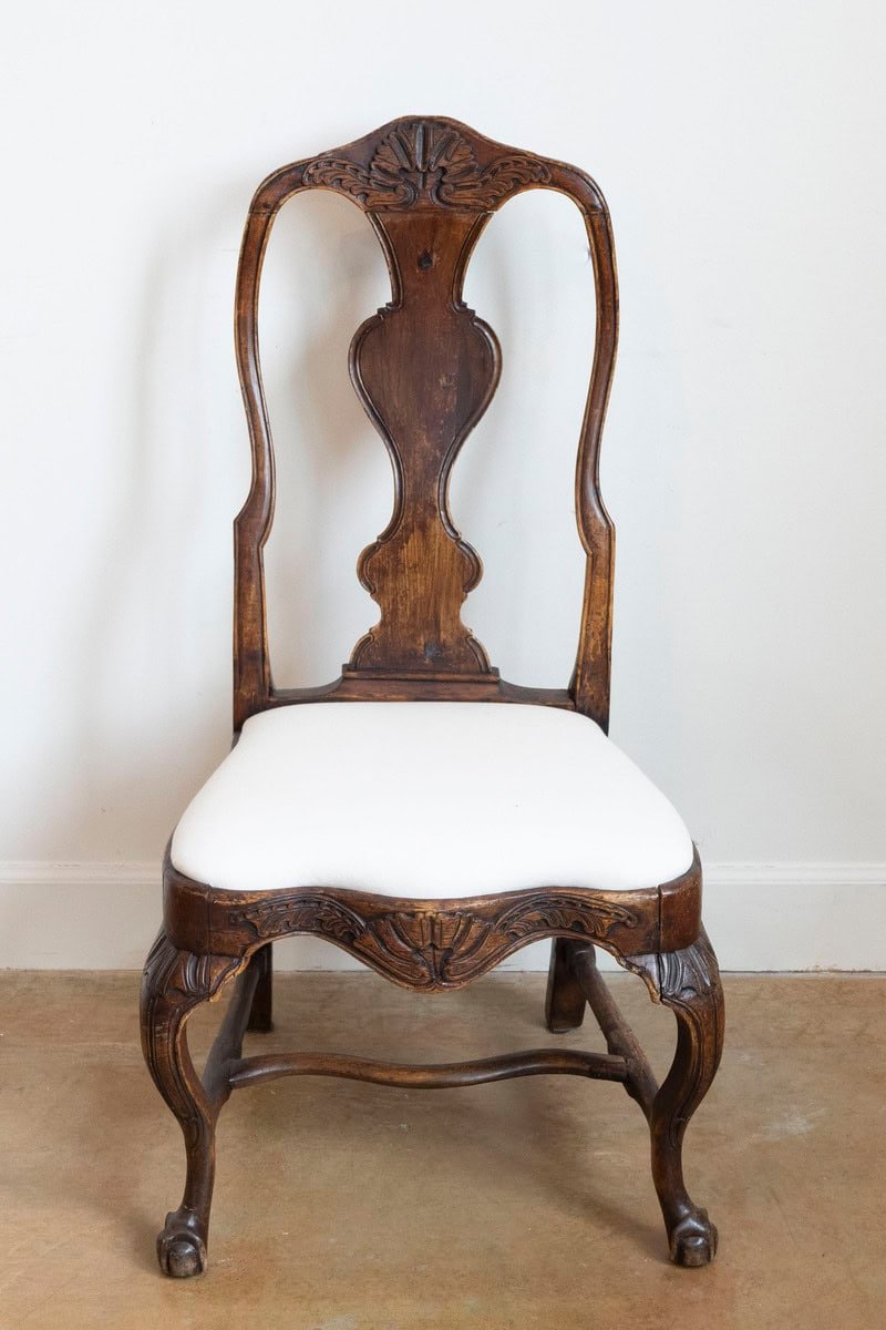 Pair of 18th Century Swedish Rococo Walnut Side Chairs - JAA