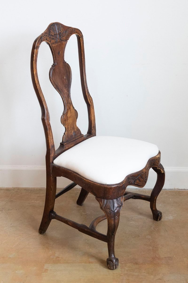 Pair of 18th Century Swedish Rococo Walnut Side Chairs - JAA