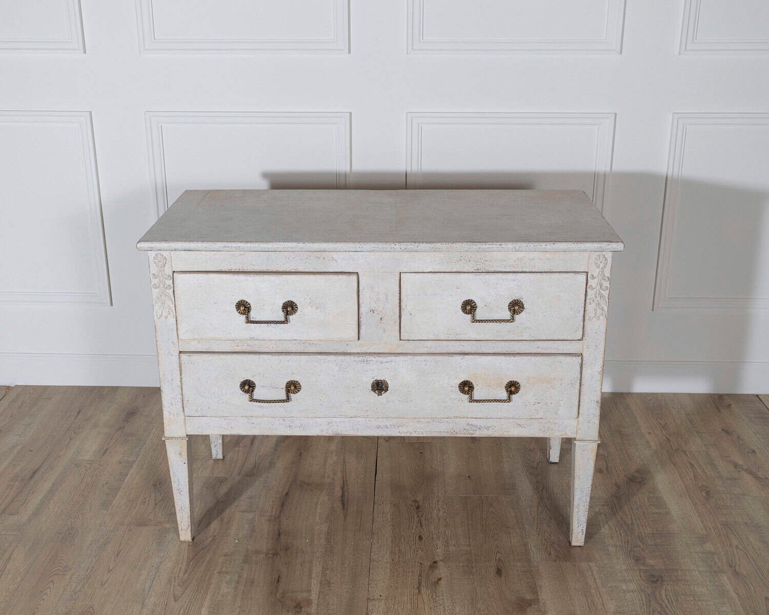 French Painted Chest of Drawers with Brass Pulls, circa 1920 - JAA
