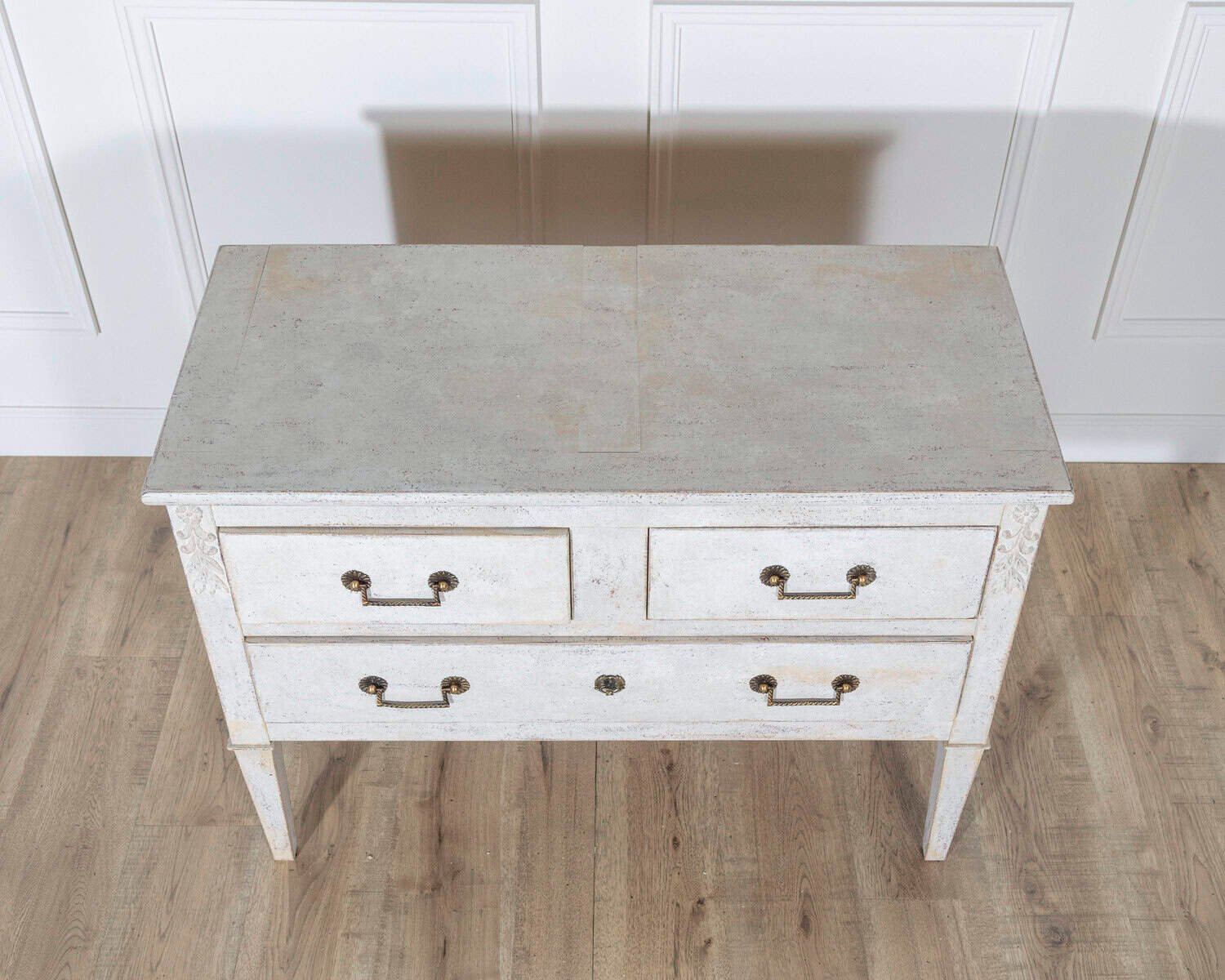 French Painted Chest of Drawers with Brass Pulls, circa 1920 - JAA