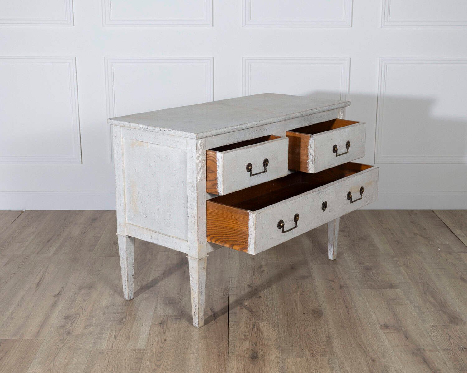French Painted Chest of Drawers with Brass Pulls, circa 1920 - JAA