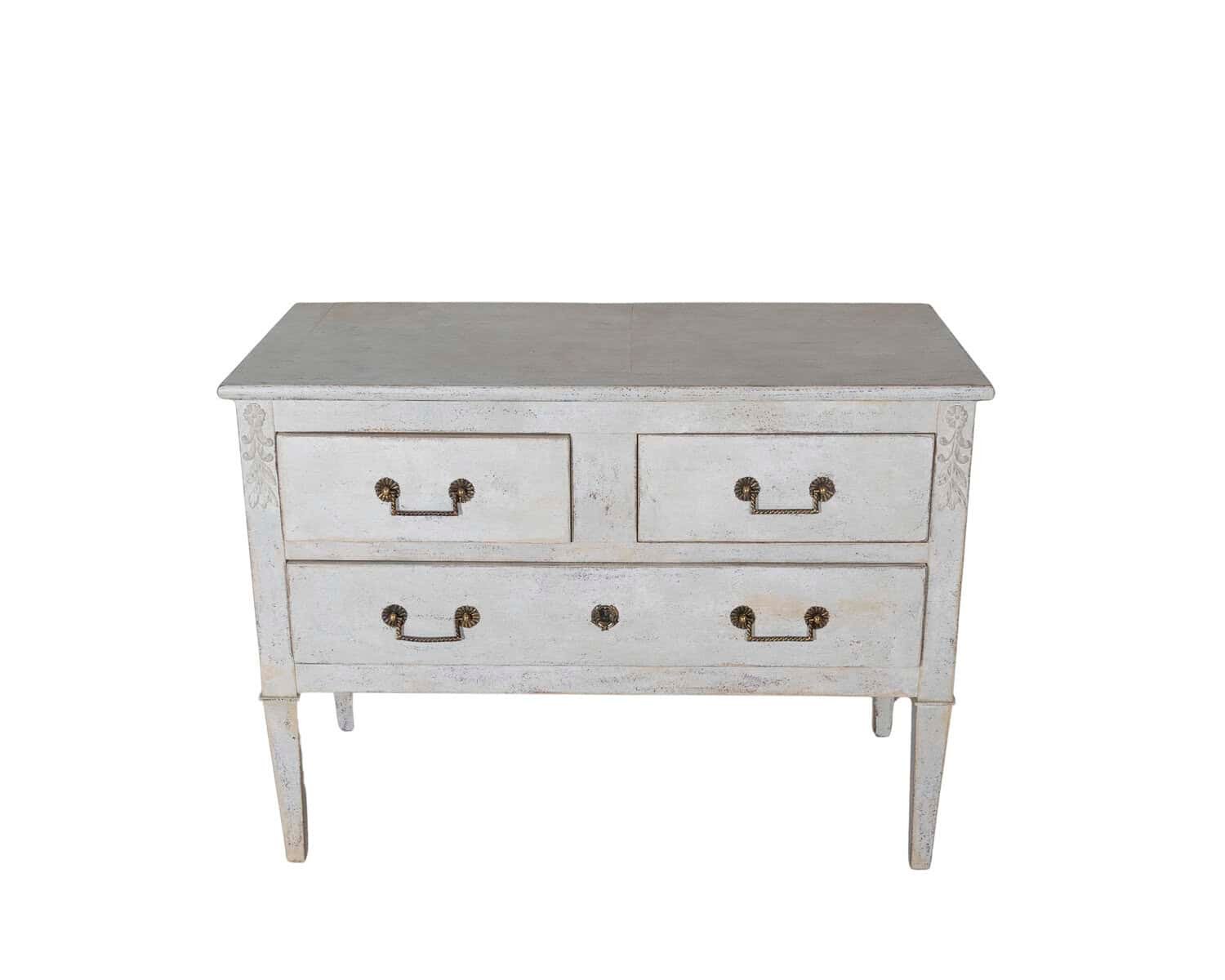 French Painted Chest of Drawers with Brass Pulls, circa 1920 - JAA