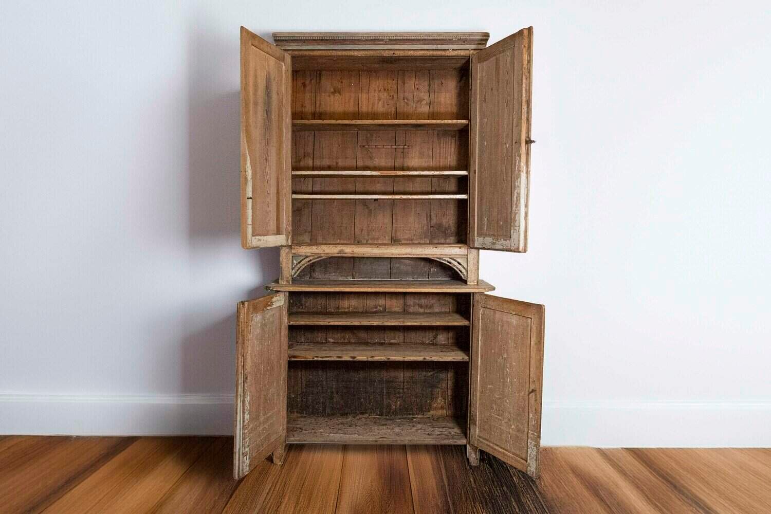 Swedish 1780s Gustavian Period Two-Part Tall Cabinet with Original Paint - JAA