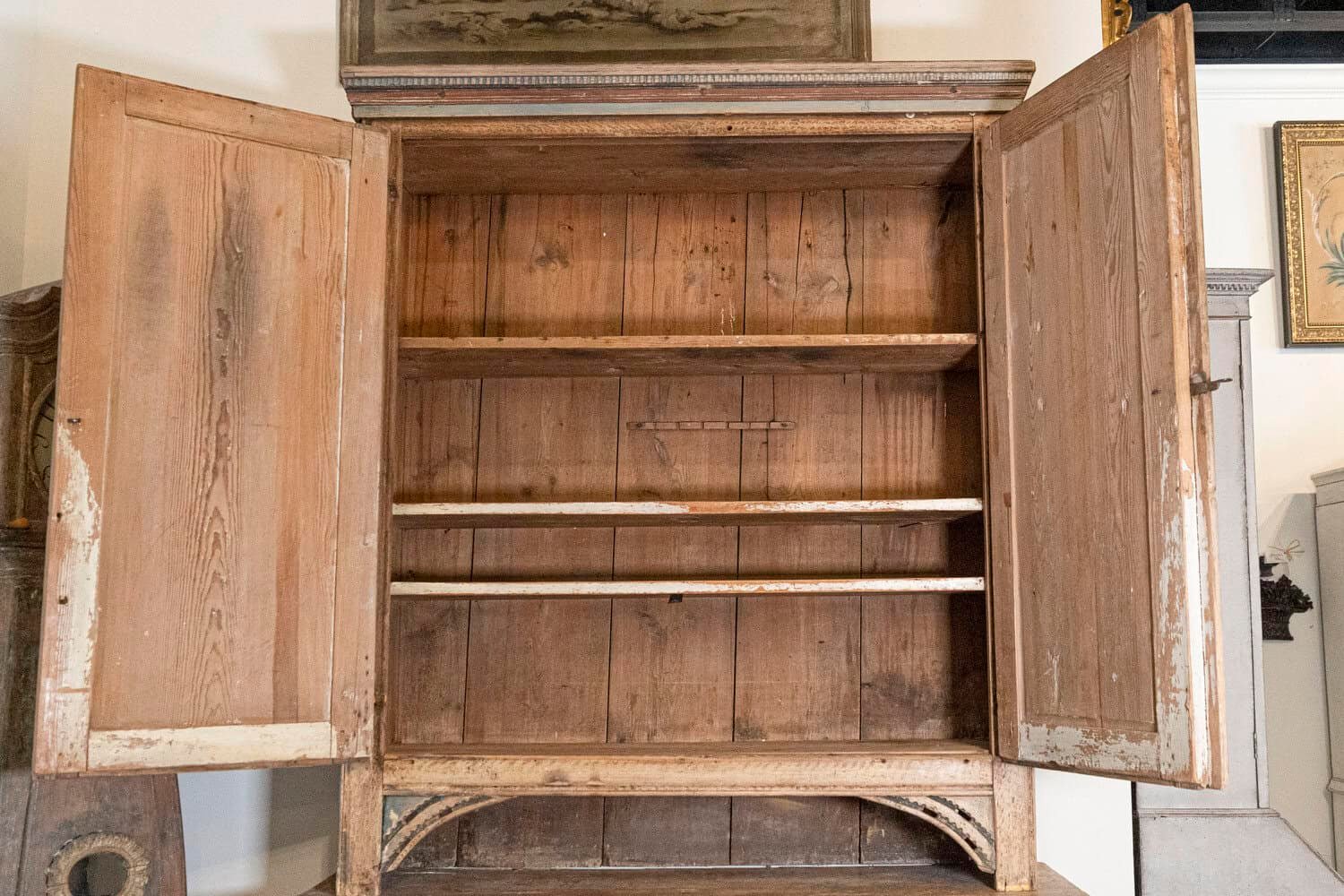 Swedish 1780s Gustavian Period Two-Part Tall Cabinet with Original Paint - JAA