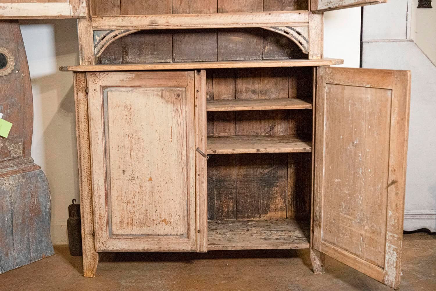 Swedish 1780s Gustavian Period Two-Part Tall Cabinet with Original Paint - JAA