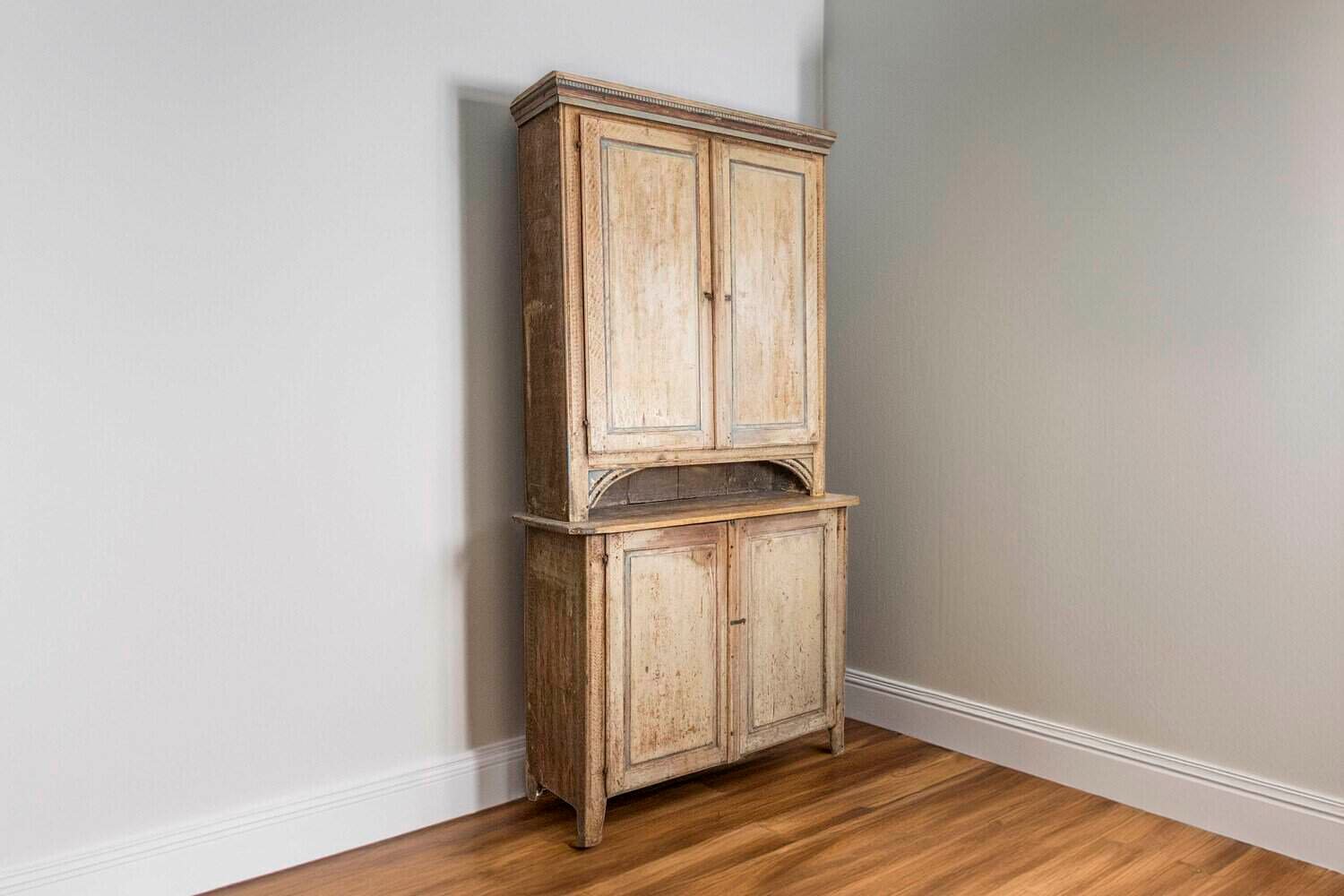 Swedish 1780s Gustavian Period Two-Part Tall Cabinet with Original Paint - JAA