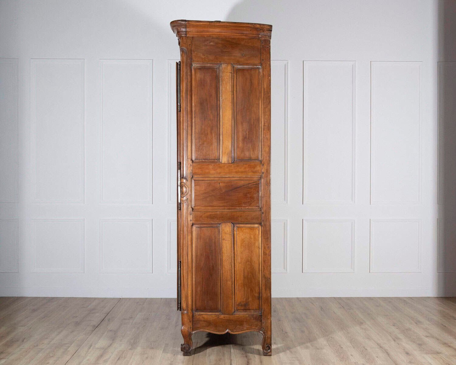 French 18th Century Lyonnaise Walnut Armoire with Double Arched Cornice and Star Motif - JAA