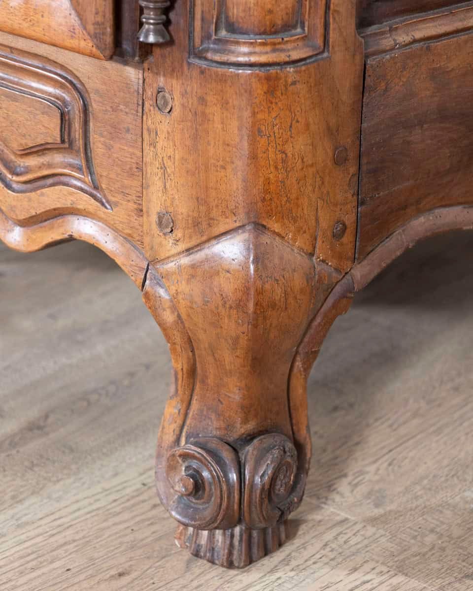 French 18th Century Lyonnaise Walnut Armoire with Double Arched Cornice and Star Motif - JAA