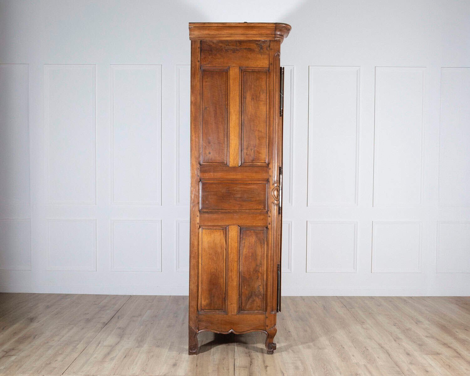 French 18th Century Lyonnaise Walnut Armoire with Double Arched Cornice and Star Motif - JAA