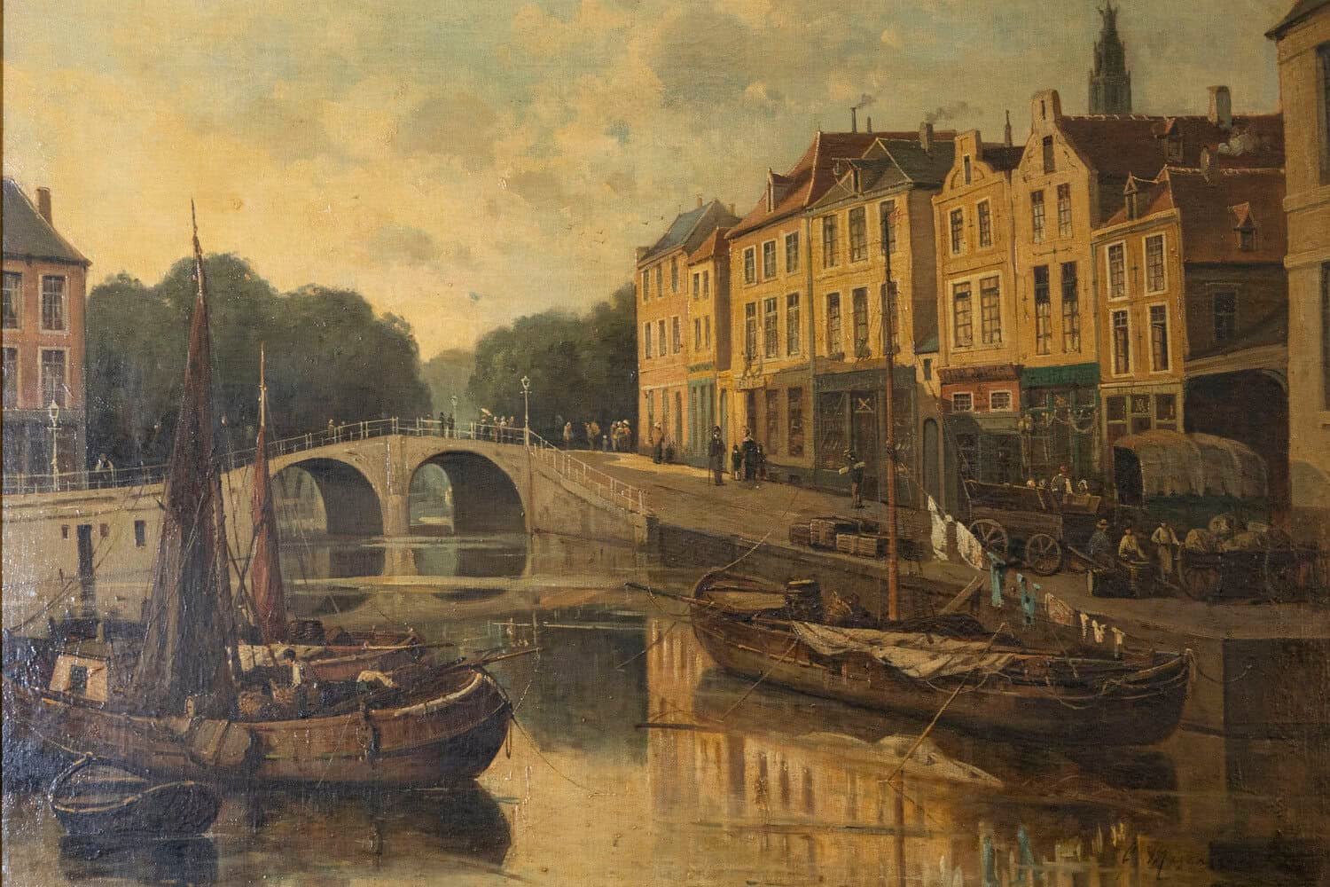 Landscape With A French River Port From The 19th Century - JAA