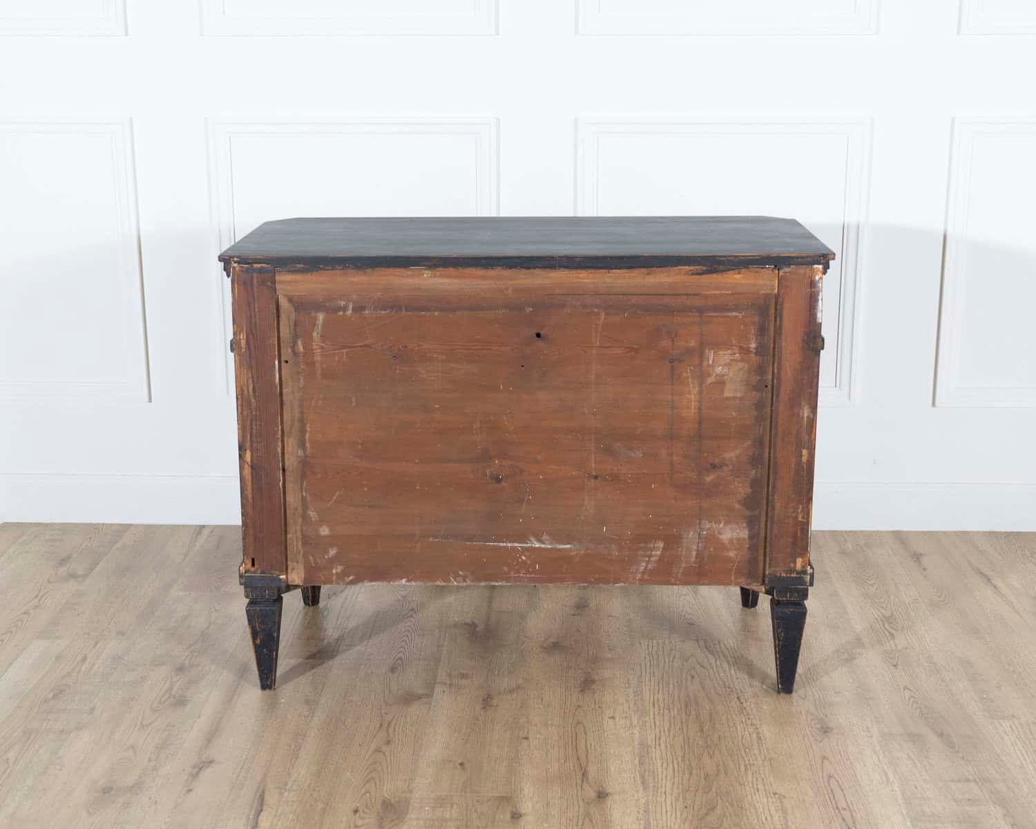 Swedish 20th Century Black-Painted Commodes with Brass Hardware, Pair - JAA