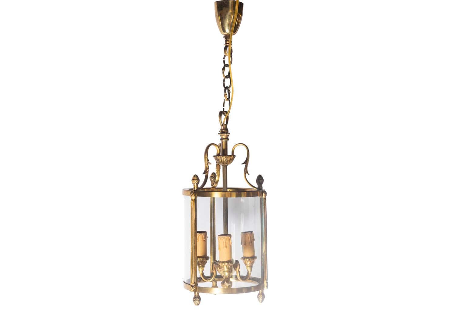 20th Century French Brass and Glass Lantern
