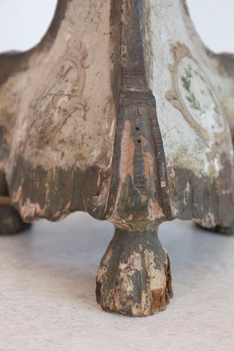 18th-Century French Louis XVI Painted and Giltwood Altar Candlestick Lamp - JAA