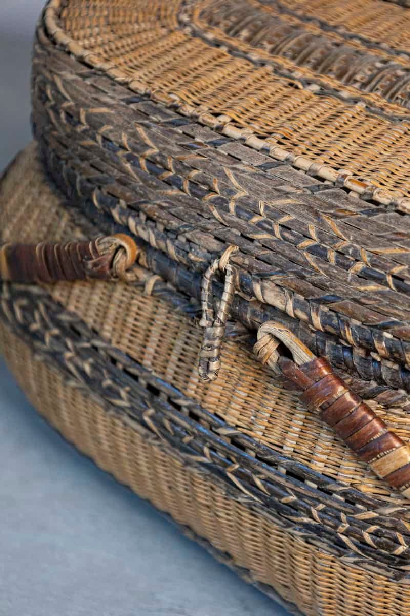 Swedish 1890s Rustic Oval Two-Toned Wicker Basket with Large Handles - JAA