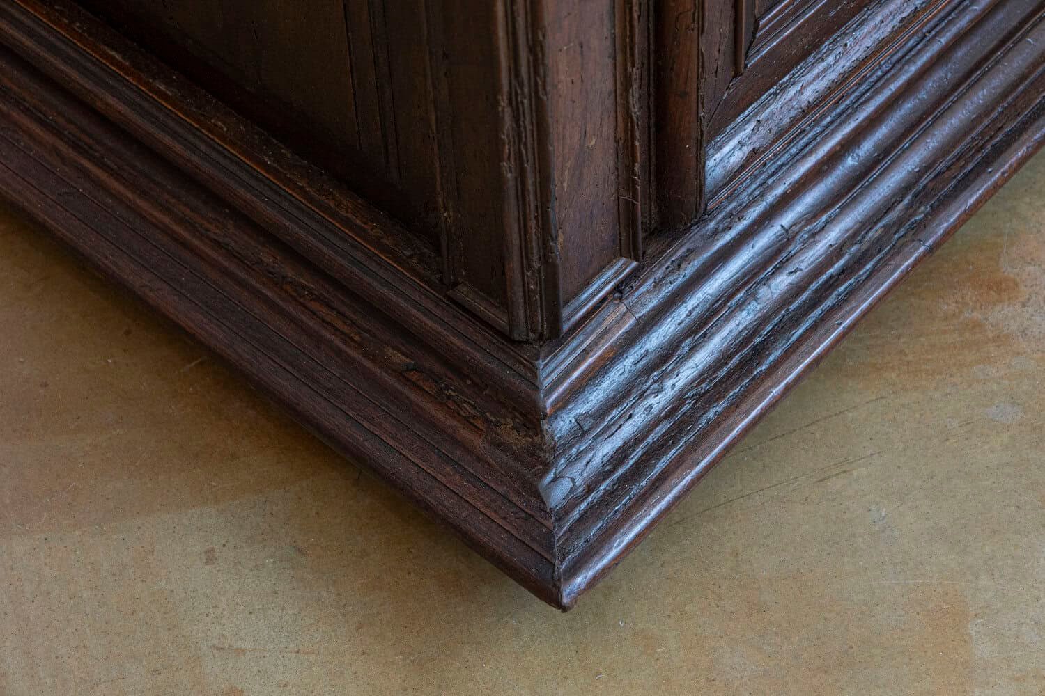 French 16th Century Henri II Period Walnut Buffet with Folded Cloth Ornaments - JAA