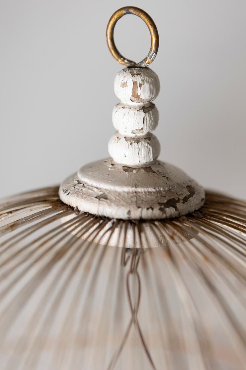 Early 20th-Century French White Wrought Iron Birdcage with Dome Top - JAA