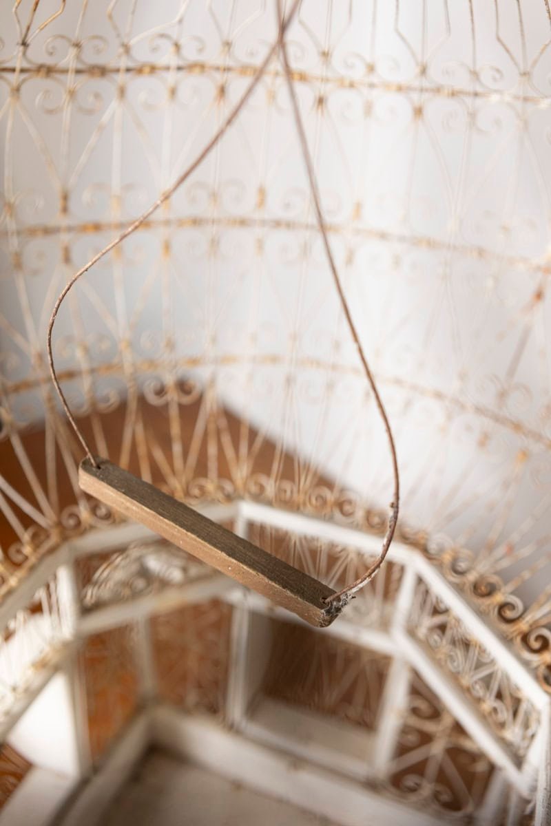 Early 20th-Century French White Wrought Iron Birdcage with Dome Top - JAA