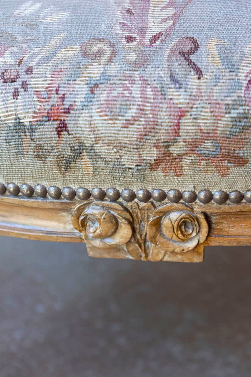 French Louis XVI Period 18th Century Armchair with Floral Tapestry Upholstery - JAA
