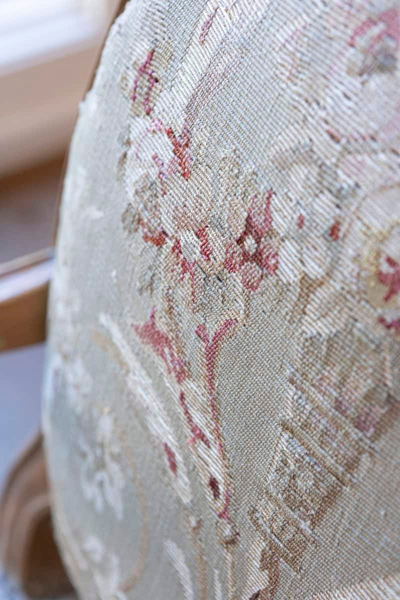 French Louis XVI Period 18th Century Armchair with Floral Tapestry Upholstery - JAA