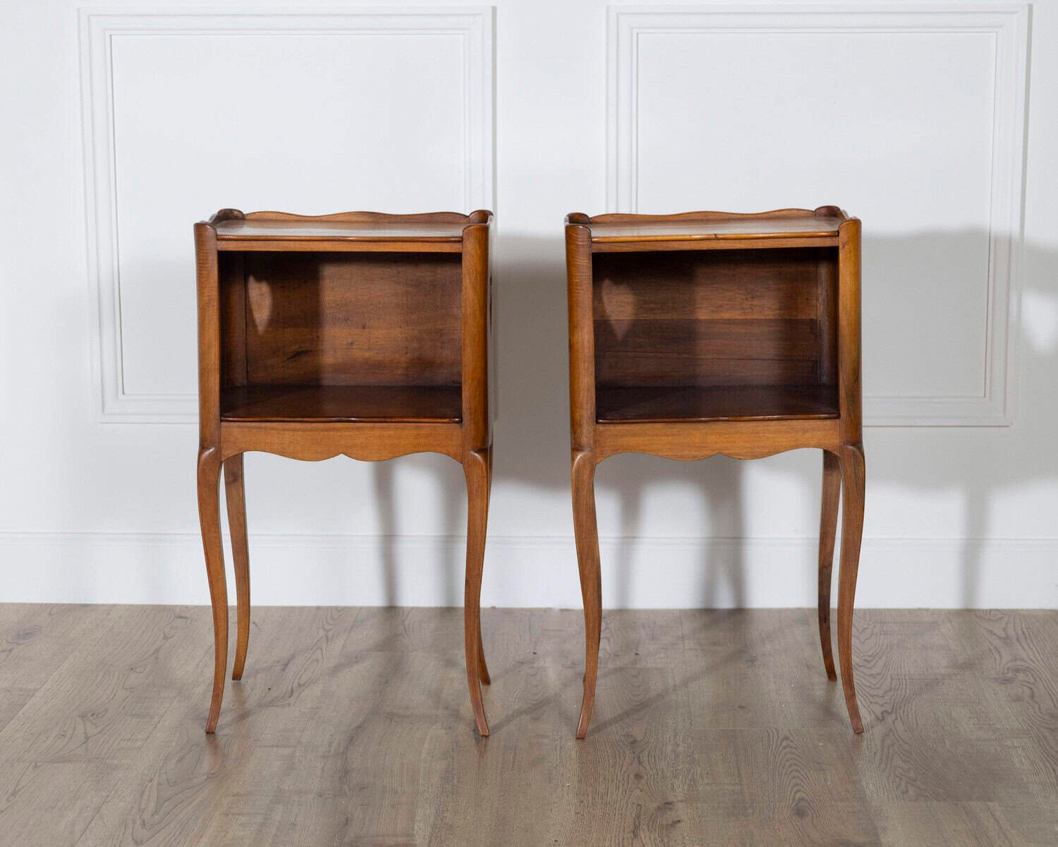 Pair of French Solid Walnut Bedside Tables with Heart Cutouts, 20th Century - JAA