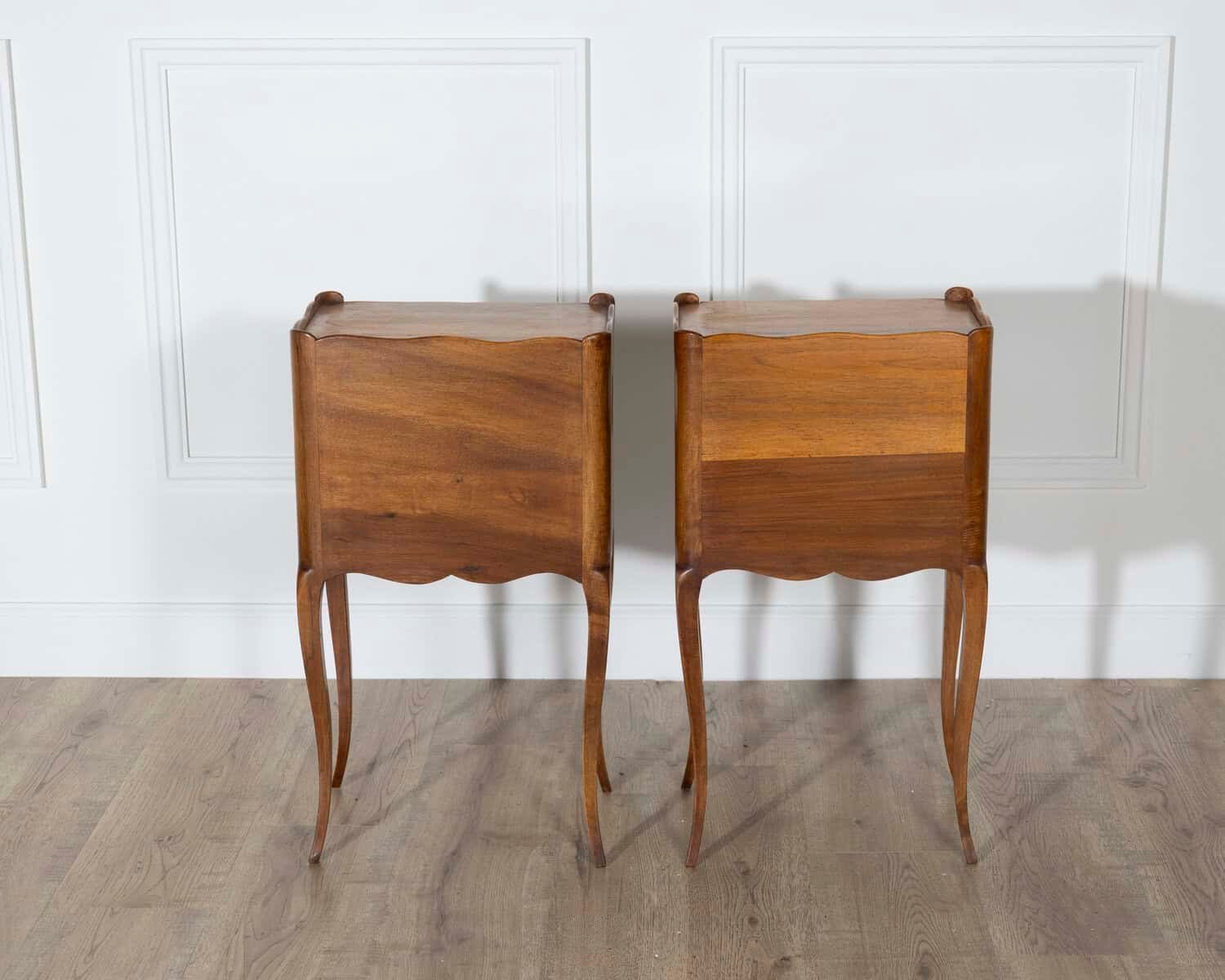 Pair of French Solid Walnut Bedside Tables with Heart Cutouts, 20th Century - JAA