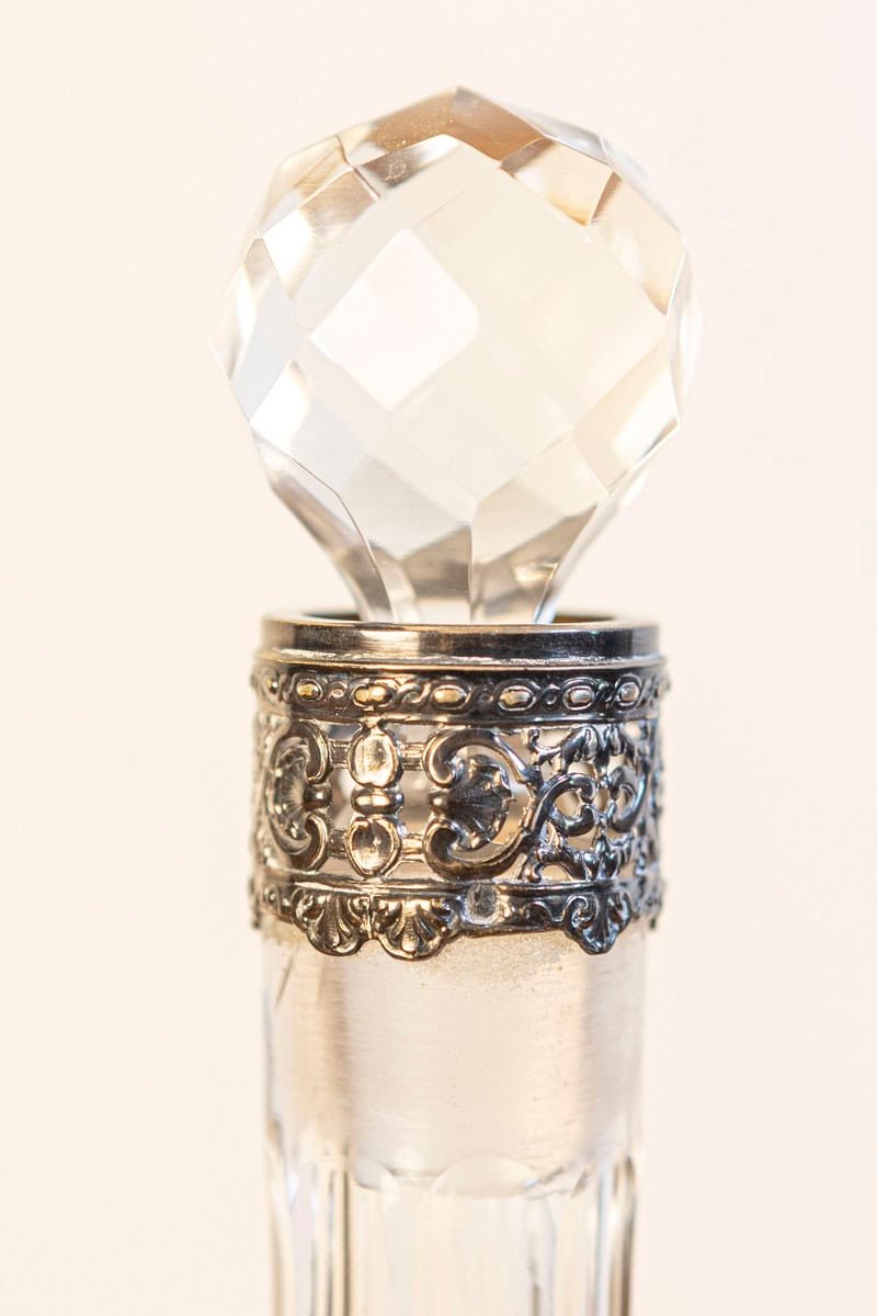 English 19th Century Silver and Crystal Decanter Set with Glasses and Platter - JAA