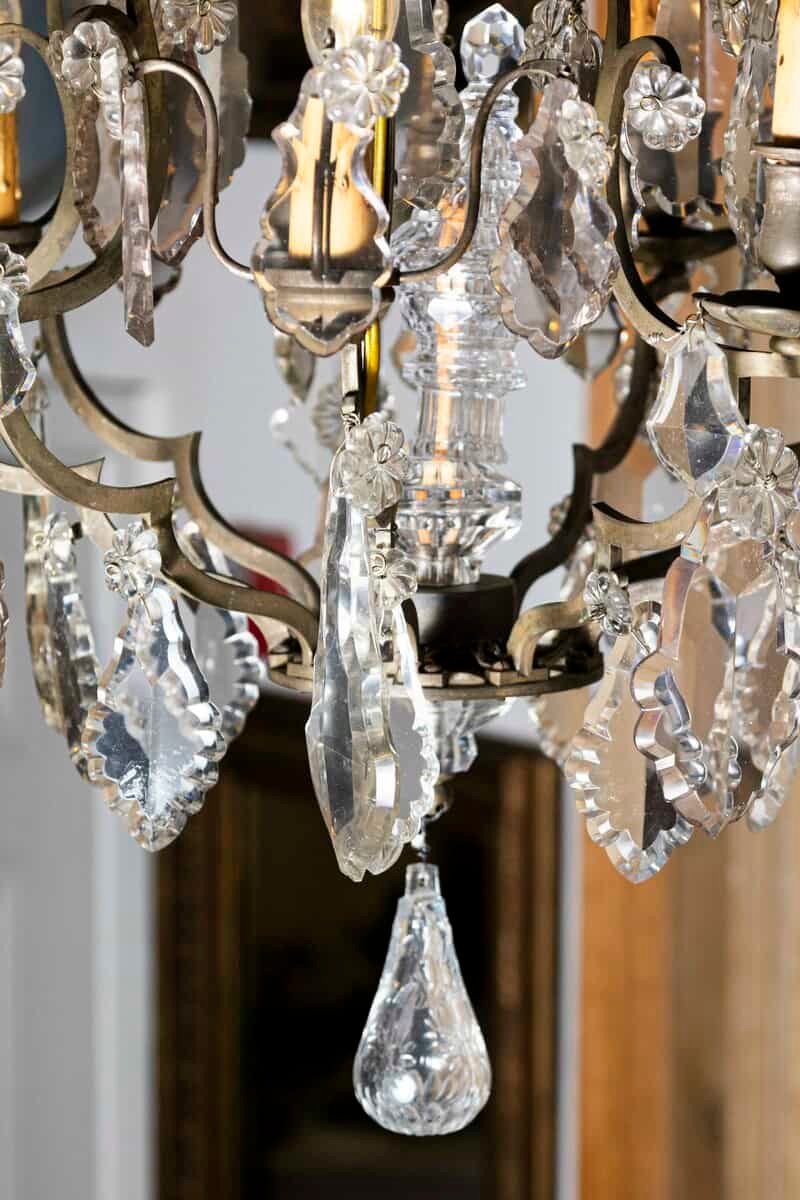 French Louis-Philippe Period 1840s Eight-Light Crystal Chandelier with Finial - JAA