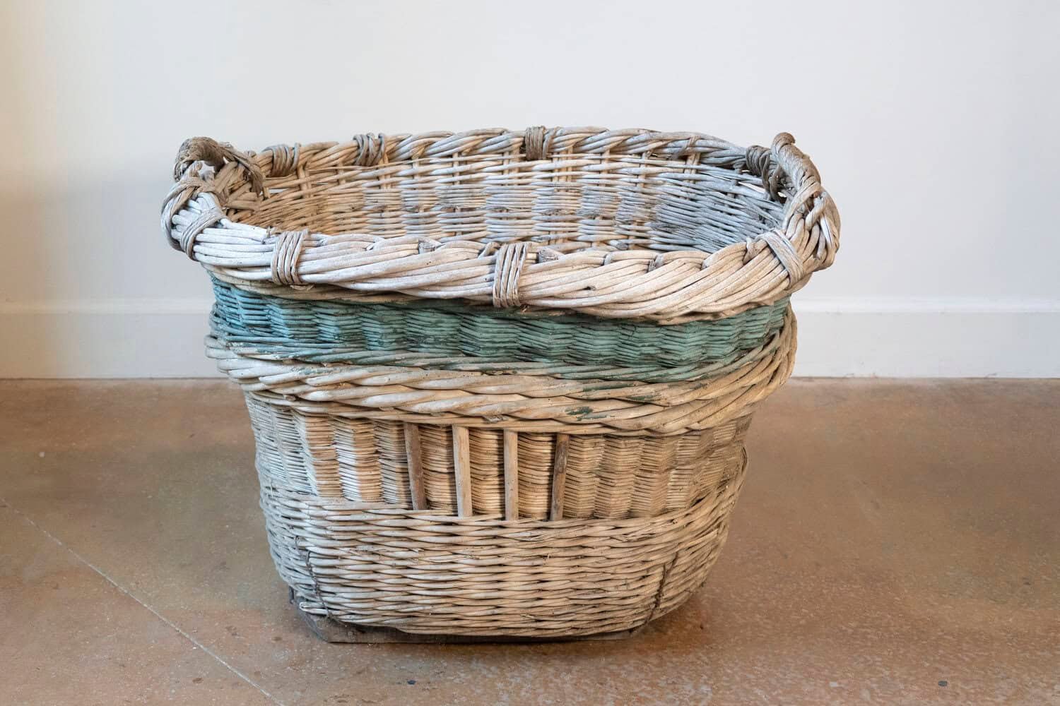 French Early 20th Century Wicker Grape Harvesting Basket - JAA