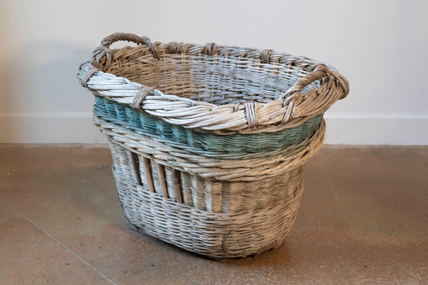 French Early 20th Century Wicker Grape Harvesting Basket - JAA