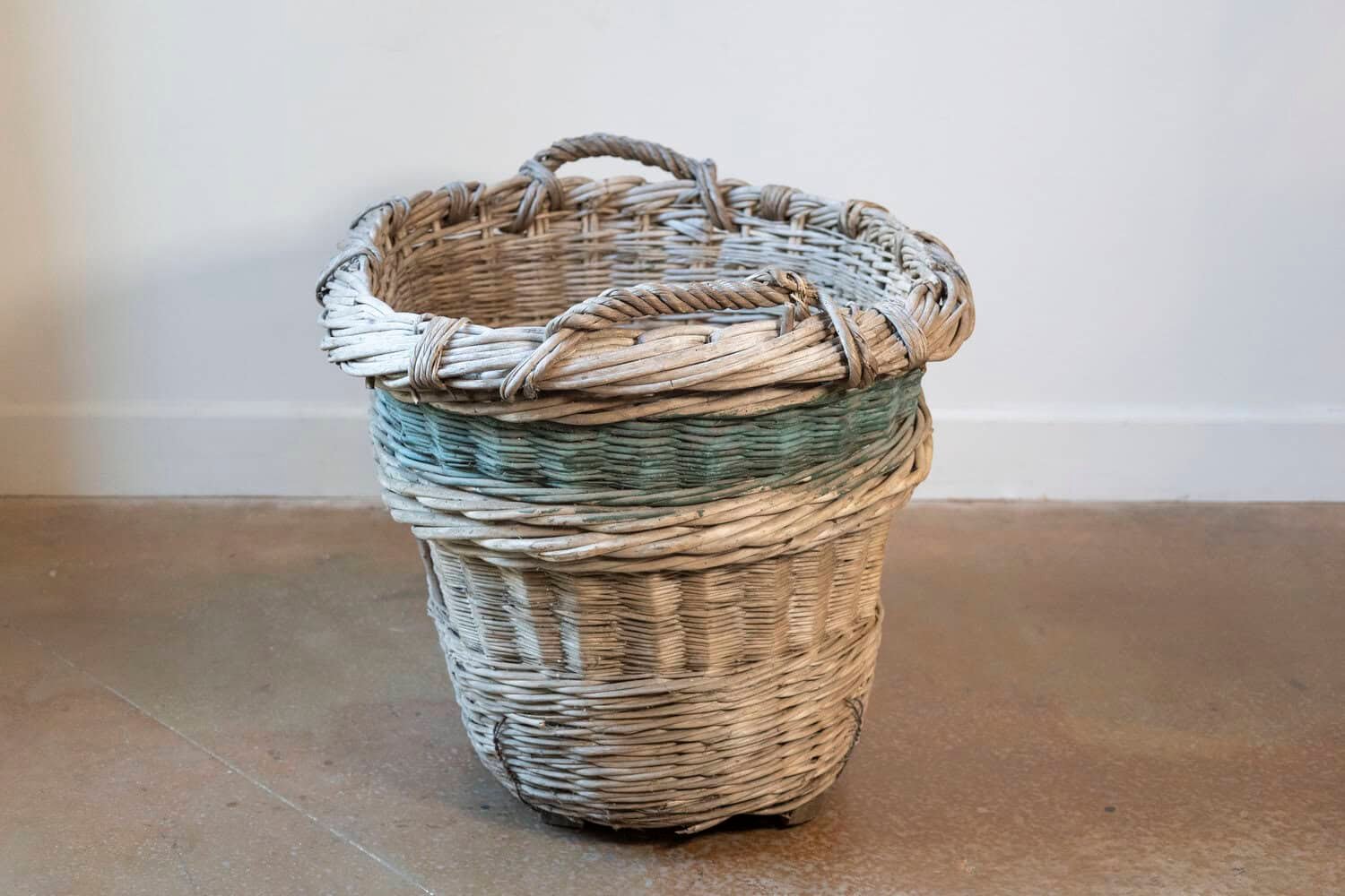 French Early 20th Century Wicker Grape Harvesting Basket - JAA