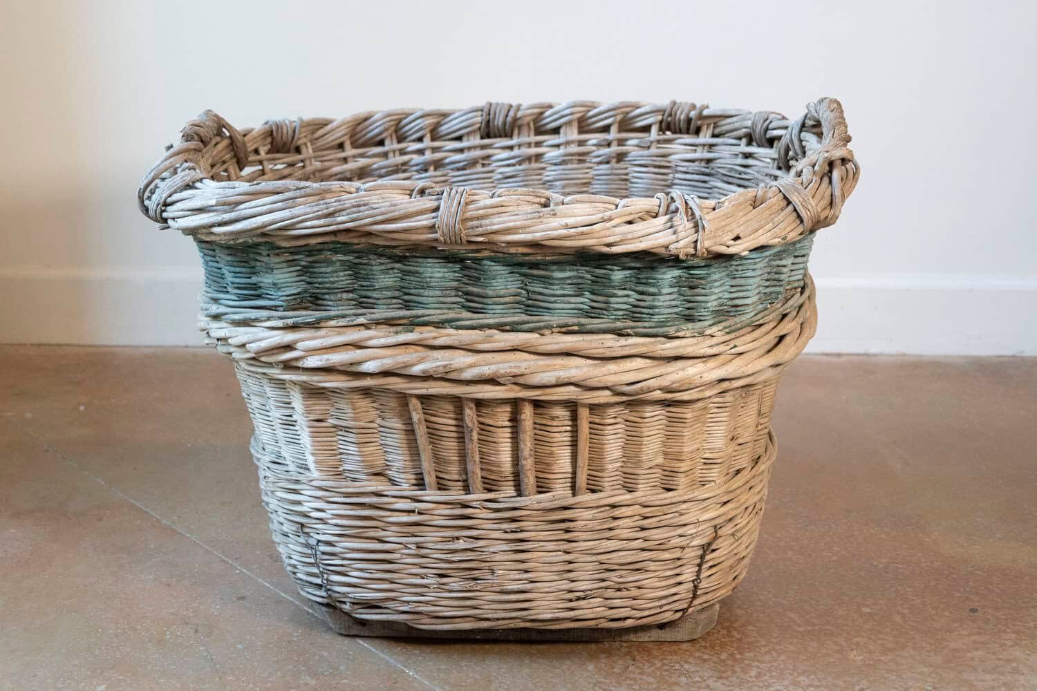 French Early 20th Century Wicker Grape Harvesting Basket - JAA