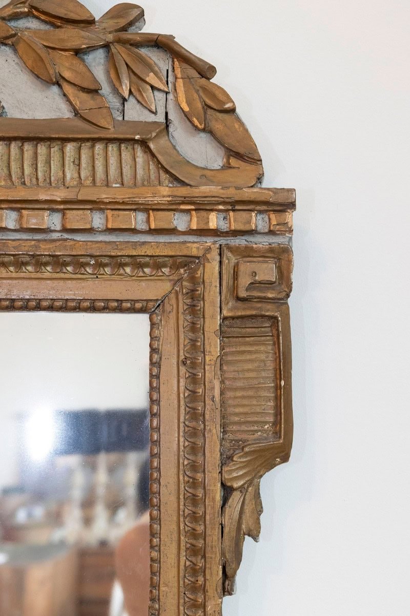 French Louis XVI Period 1770s Painted and Gilded Mirror with Quivers and Arrows - JAA