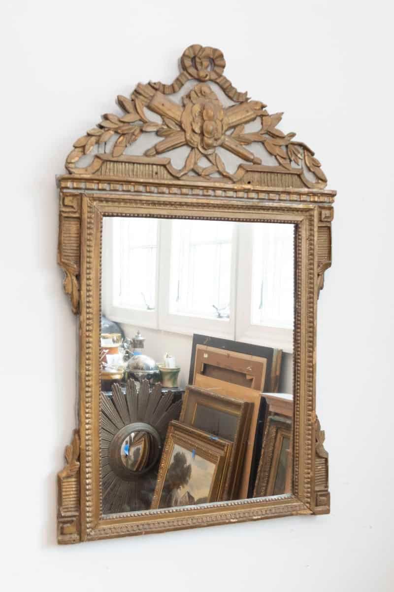 French Louis XVI Period 1770s Painted and Gilded Mirror with Quivers and Arrows - JAA