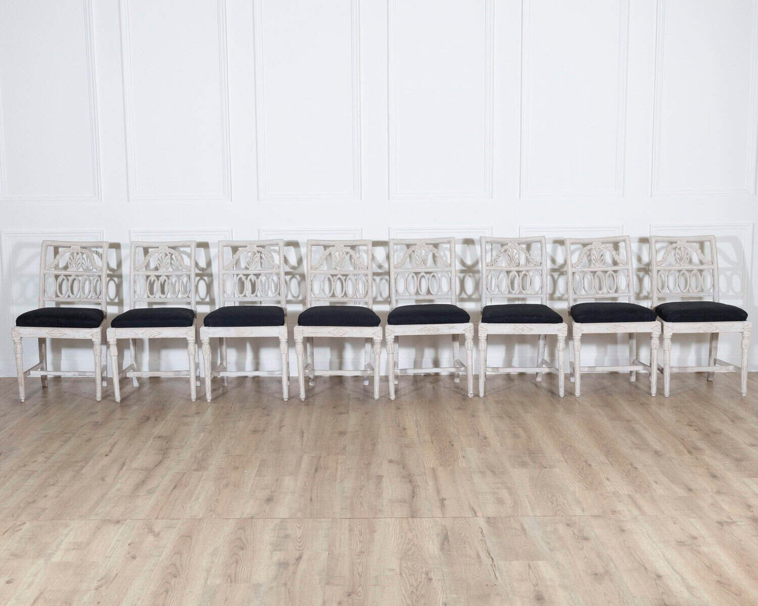 Set of Eight Swedish Gustavian Dining Chairs, circa 1820 - JAA