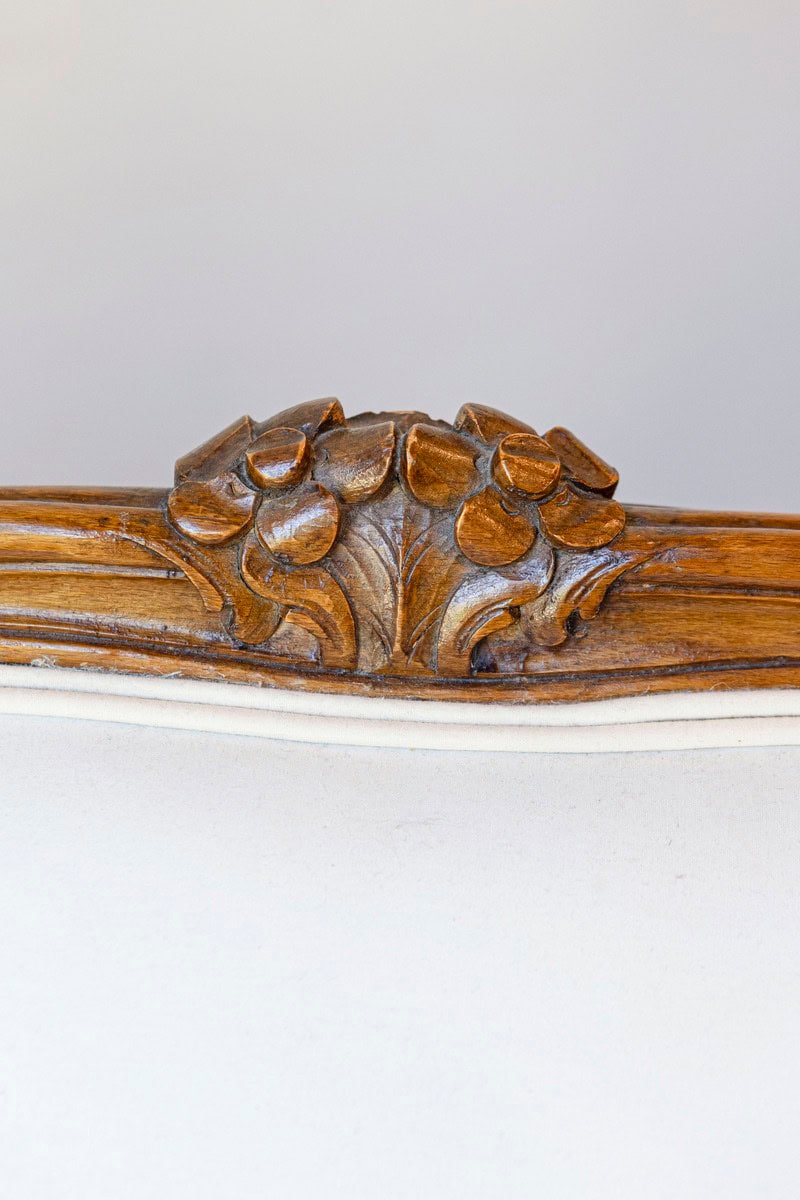 French, 19th Century Louis XV Style Wooden Three-Seat Canapé à Oreilles - JAA