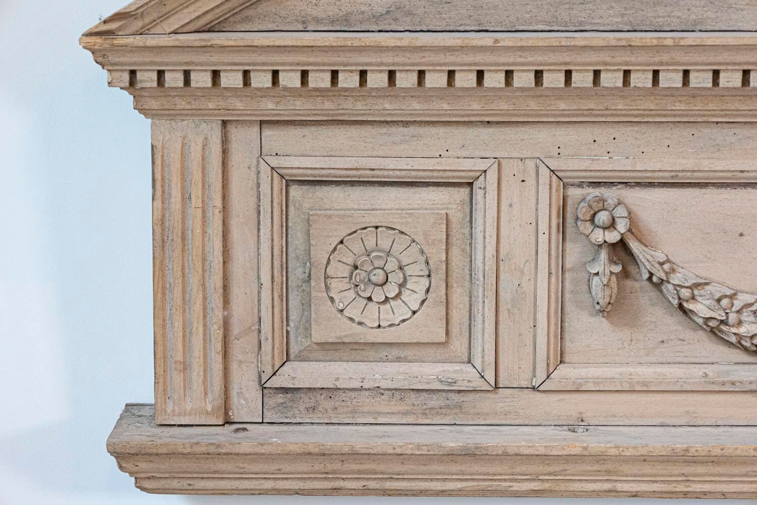 Pair of English Neoclassical Style 1850s Carved Pine Overdoors with Swag Motifs - JAA