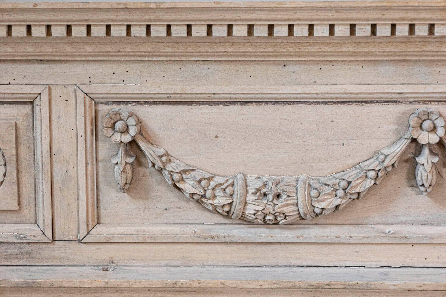 Pair of English Neoclassical Style 1850s Carved Pine Overdoors with Swag Motifs - JAA