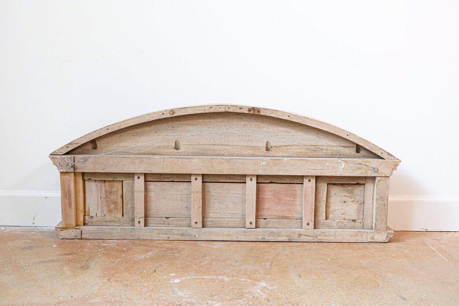 Pair of English Neoclassical Style 1850s Carved Pine Overdoors with Swag Motifs - JAA