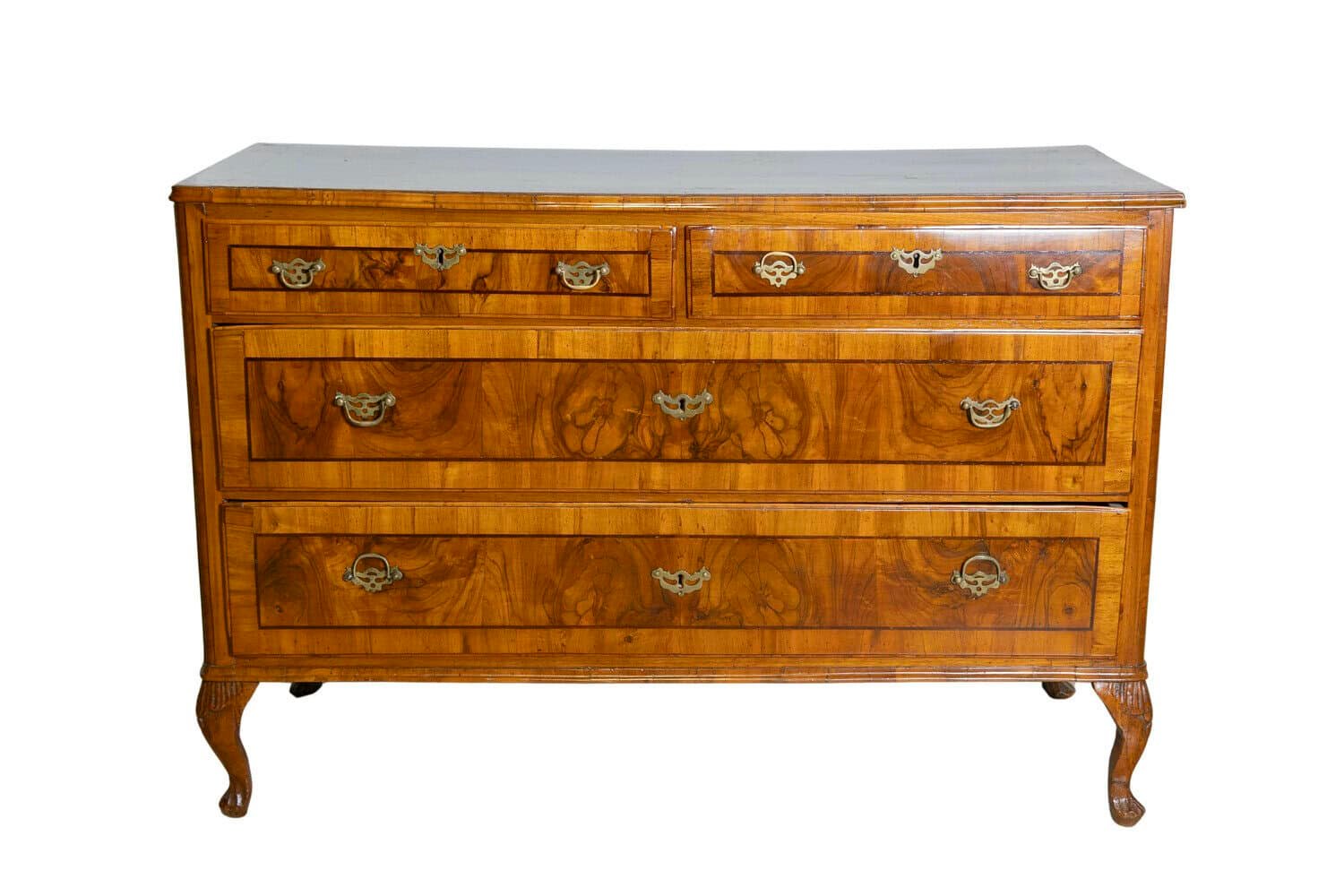 18th Century Venetian Walnut ad Mahogany Commode with Bookmatched Veneer - JAA