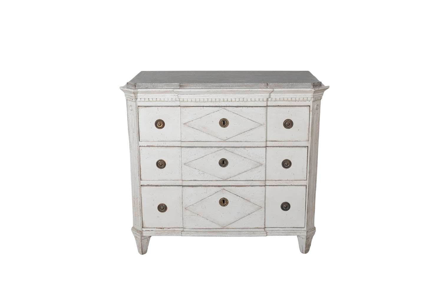 Swedish Gustavian Style Painted Chest of Drawers with Grey Top, circa 1880