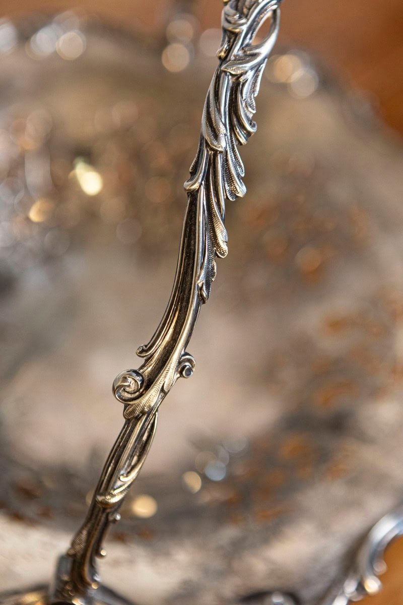 English Victorian Late 19th Century Melvin Pratt Silver Cake Basket with Handle - JAA