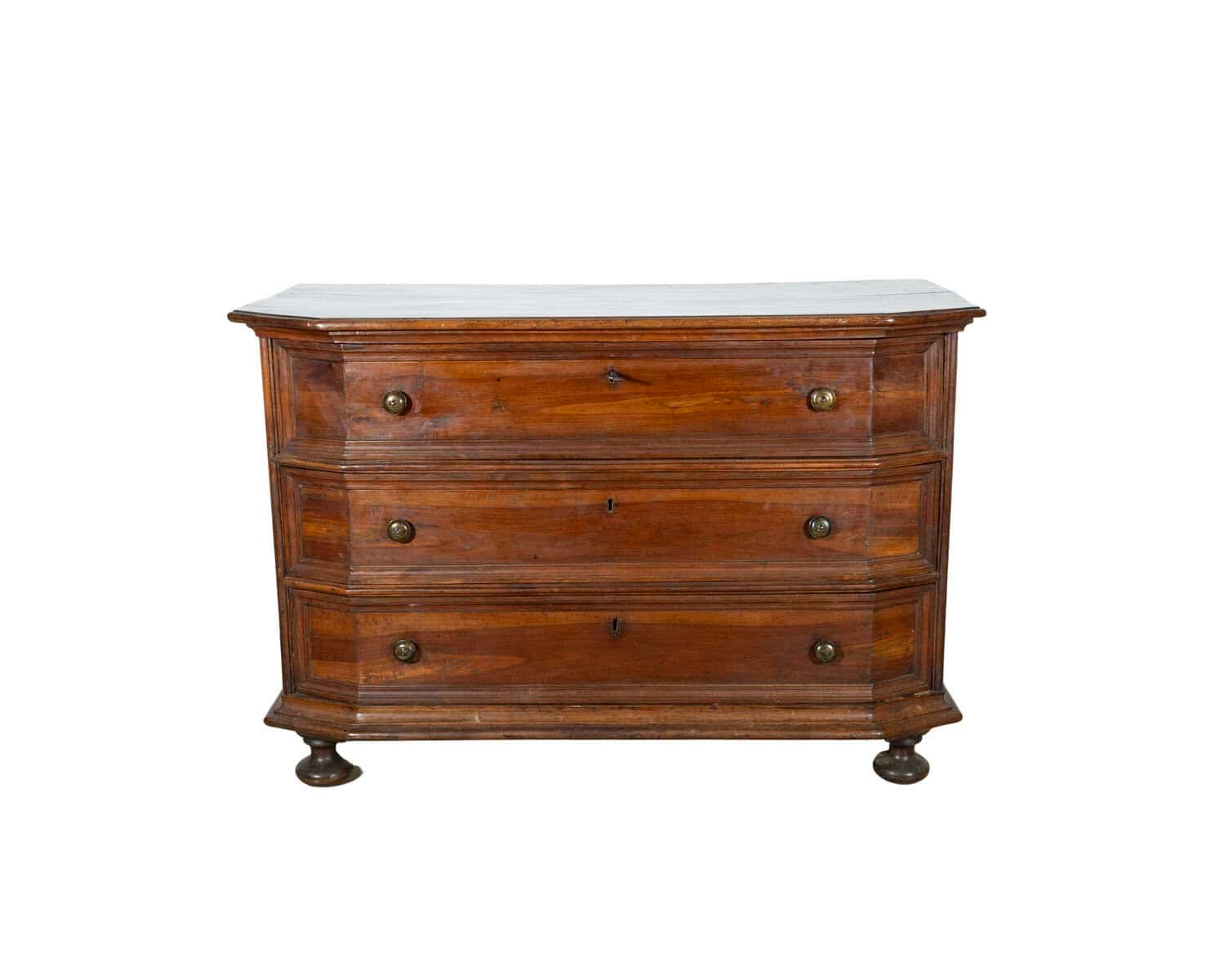 17th-Century Italian Walnut Commode with Moulded Front
