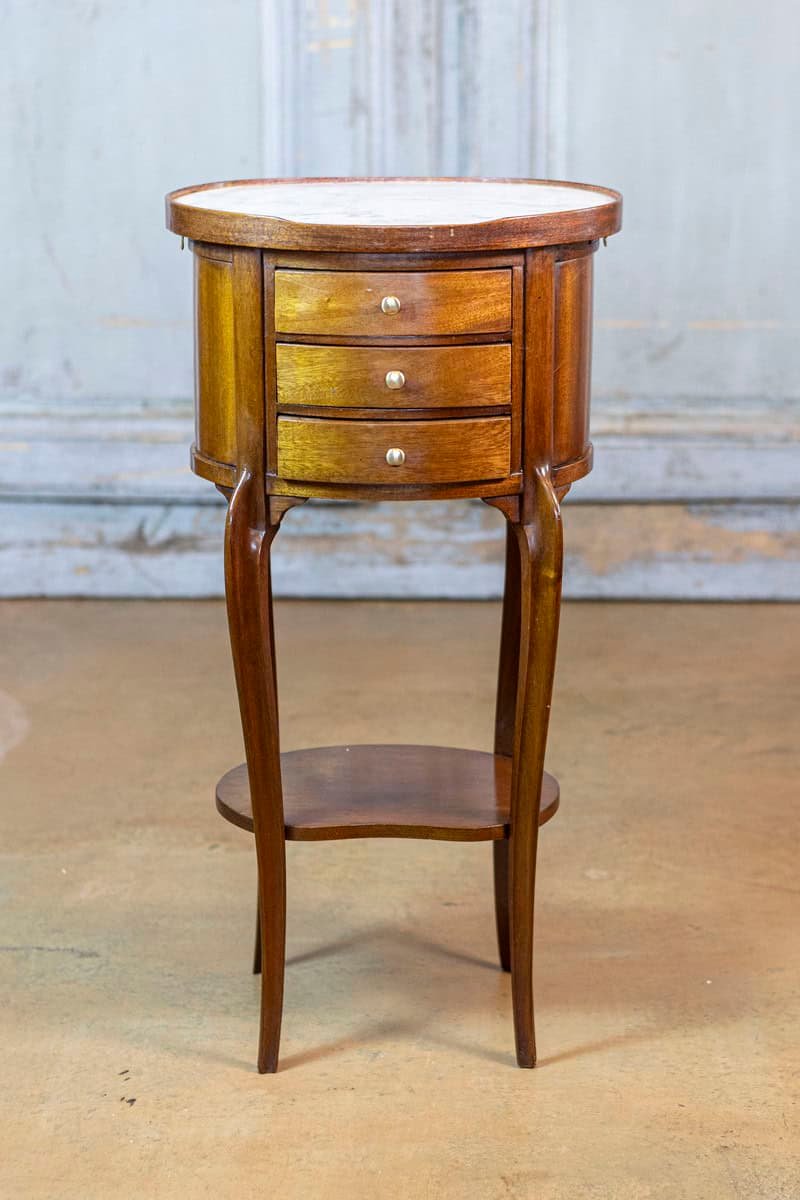 French Mahogany Chiffonnier with Marble Top, Early 20th Century - JAA