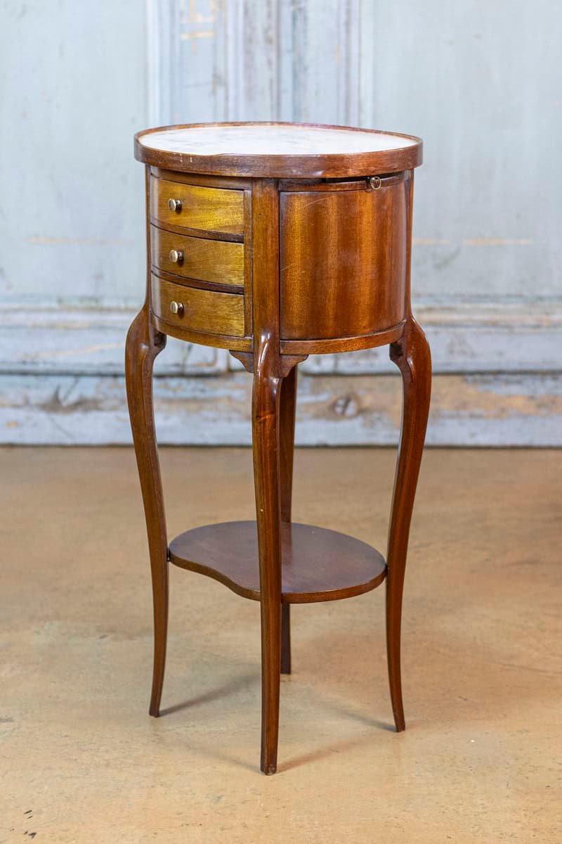 French Mahogany Chiffonnier with Marble Top, Early 20th Century - JAA