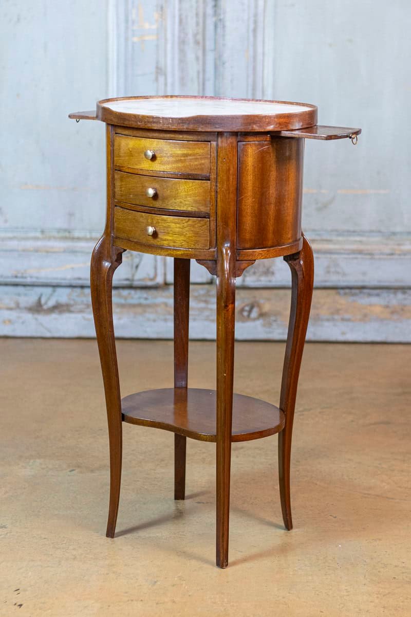 French Mahogany Chiffonnier with Marble Top, Early 20th Century - JAA