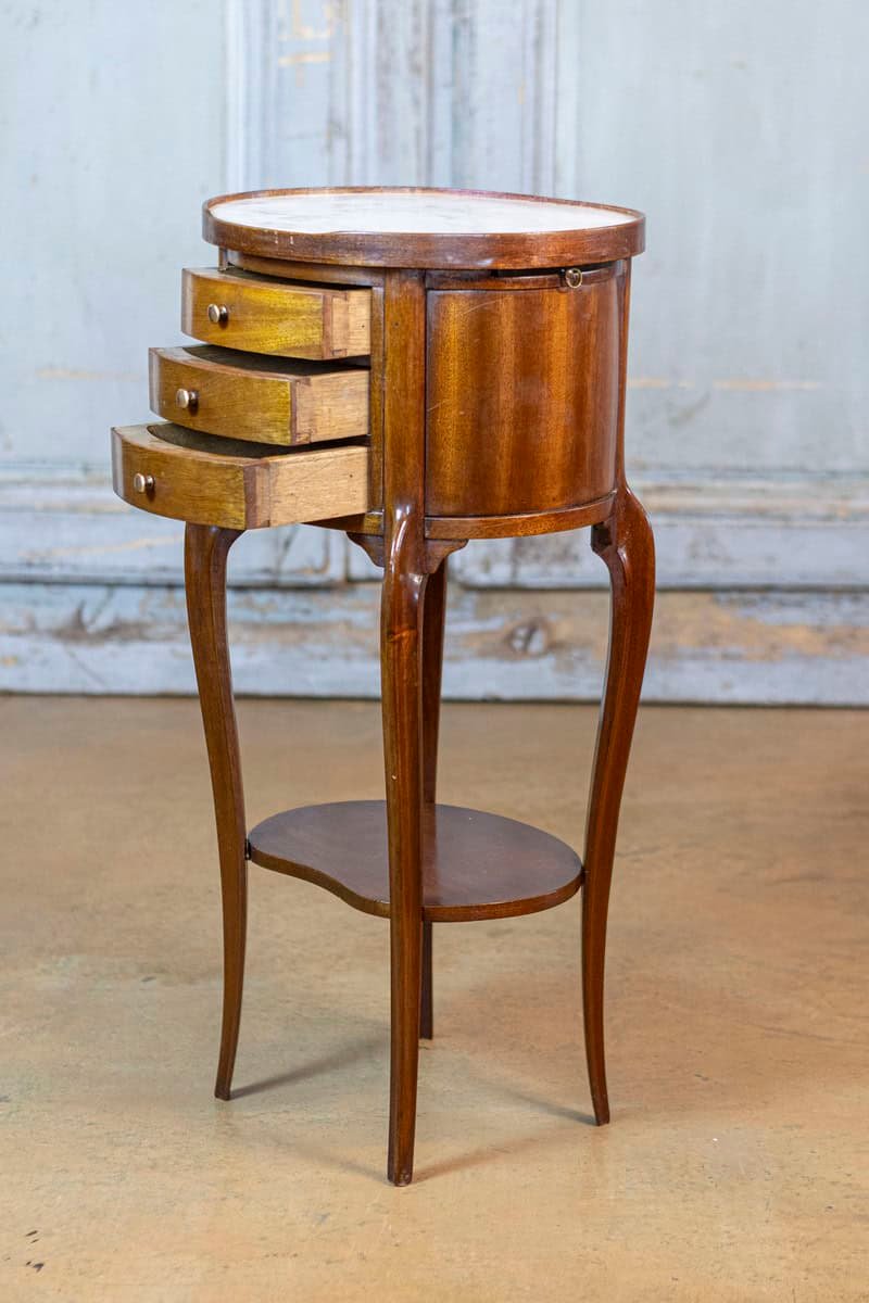 French Mahogany Chiffonnier with Marble Top, Early 20th Century - JAA