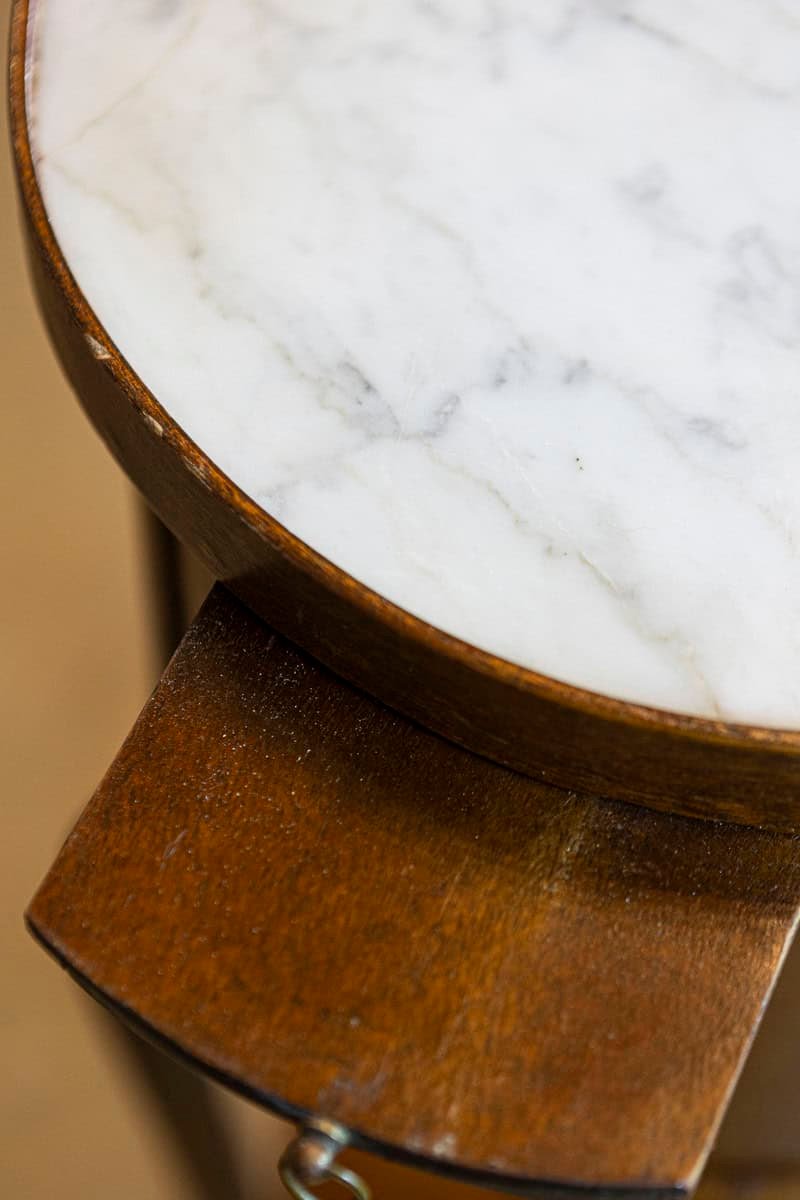 French Mahogany Chiffonnier with Marble Top, Early 20th Century - JAA