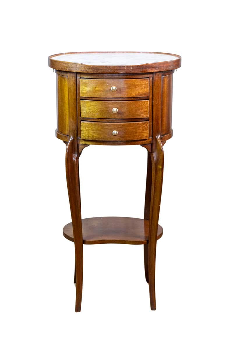 French Mahogany Chiffonnier with Marble Top, Early 20th Century - JAA